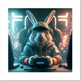 Gamer rabbit bunny Posters and Art